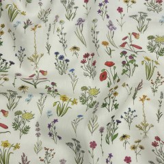 Multicolor Wildflower Doodles Medium Weight Linen Woven Multicolor Wildflower Doodles Medium Weight Linen Woven