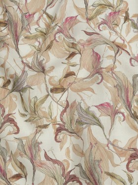 Beige and Pink Flowing Florals Medium Weight Linen Woven Beige and Pink Flowing Florals Medium Weight Linen Woven