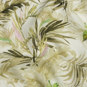Green Palm Fronds Medium Weight Linen Woven Green Palm Fronds Medium Weight Linen Woven