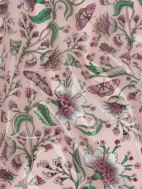 Pink, Green and White Beetles and Flowers Lightweight Translucent Vinyl Pink, Green and White Beetles and Flowers Lightweight Translucent Vinyl