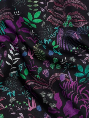 Polyester Twill Print – Black Floral – Mood Exclusive Fairy Forest Polyester Twill Print – Black Floral – Mood Exclusive Fairy Forest