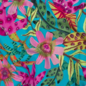 Slubbed Viscose Woven Print – Turquoise, Pink and Green Floral – Mood Exclusive Extraterrestrial Tropics Slubbed Viscose Woven Print – Turquoise, Pink and Green Floral – Mood Exclusive Extraterrestrial Tropics