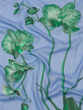 Mood Exclusive Blue Spotted Moth Orchid Metallic Pinstriped Viscose Dobby Mood Exclusive Blue Spotted Moth Orchid Metallic Pinstriped Viscose Dobby