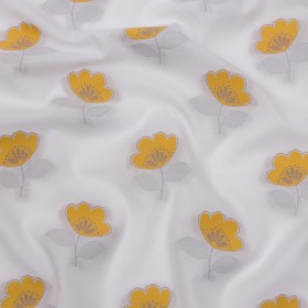 Italian White, Goldenrod and Gray Floral Cotton Jacquard Italian White, Goldenrod and Gray Floral Cotton Jacquard