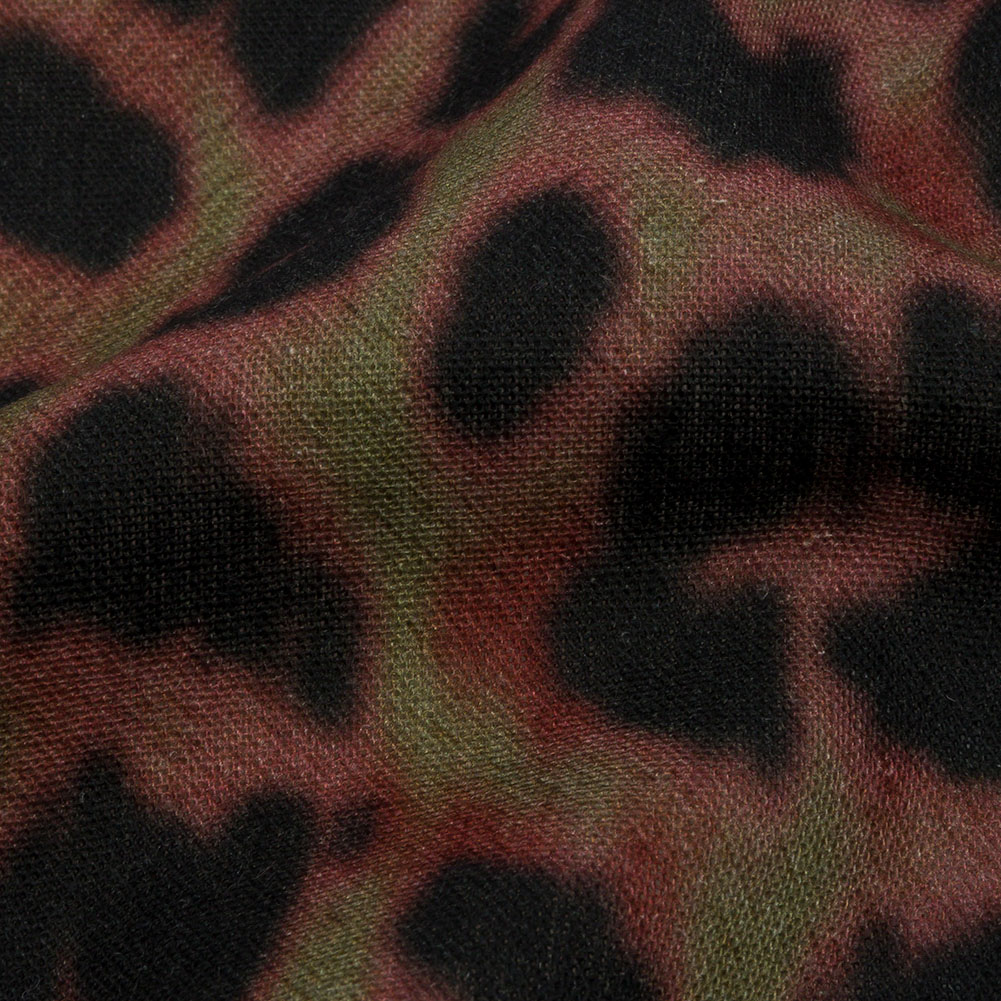 Linen and Rayon Woven Print - Russet and Black Animal Spots - Mood Exclusive Camo Masquerade