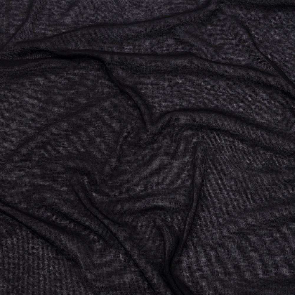 Famous Designer Black Viscose and Cotton Lightweight Interlock Knit Famous Designer Black Viscose and Cotton Lightweight Interlock Knit