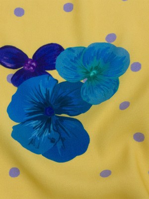 Sustainable Viscose Crepe Print – Yellow and Blue Floral and Polka Dots – Mood Exclusive Treasures Renewed Sustainable Viscose Crepe Print – Yellow and Blue Floral and Polka Dots – Mood Exclusive Treasures Renewed