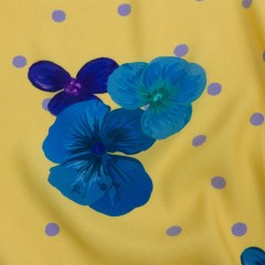 Sustainable Viscose Crepe Print – Yellow and Blue Floral and Polka Dots – Mood Exclusive Treasures Renewed Sustainable Viscose Crepe Print – Yellow and Blue Floral and Polka Dots – Mood Exclusive Treasures Renewed