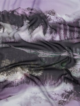 Polyester Chiffon Panel – Purple and Gray Mountain Landscape – Mood Exclusive Mountain Majesties Polyester Chiffon Panel – Purple and Gray Mountain Landscape – Mood Exclusive Mountain Majesties