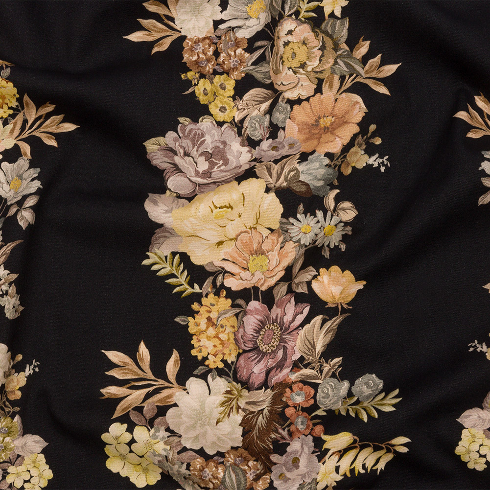 Brushed Stretch Cotton Twill Panel – Midnight, Pink and Peach Floral Columns – Mood Exclusive Parthenon Petals Brushed Stretch Cotton Twill Panel – Midnight, Pink and Peach Floral Columns – Mood Exclusive Parthenon Petals