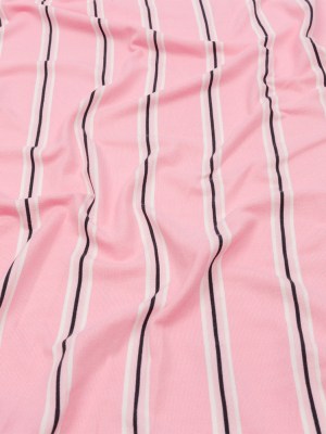 Pink, White and Black Striped Stretch Polyester ITY Knit Pink, White and Black Striped Stretch Polyester ITY Knit