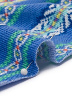 Country Blue, Yellow and Mint Geometric Stripes Stretch Rayon Sweater Knit Country Blue, Yellow and Mint Geometric Stripes Stretch Rayon Sweater Knit