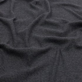 Dark Heathered Gray Stretch Cotton and Modal 2×2 Rib Knit Dark Heathered Gray Stretch Cotton and Modal 2×2 Rib Knit