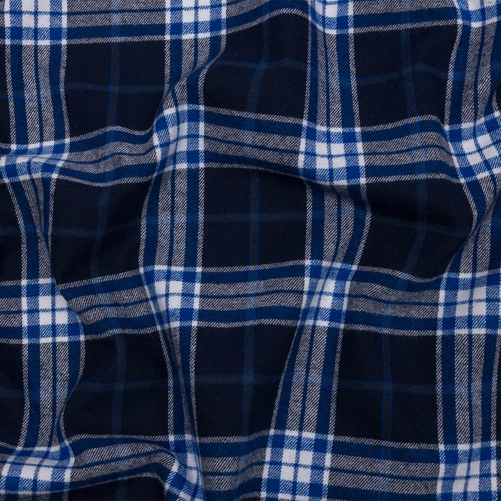 Navy, Cobalt, and White Plaid Cotton Flannel Navy, Cobalt, and White Plaid Cotton Flannel