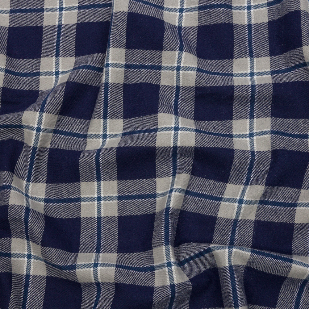 Blue and Gray Plaid Cotton Flannel Blue and Gray Plaid Cotton Flannel
