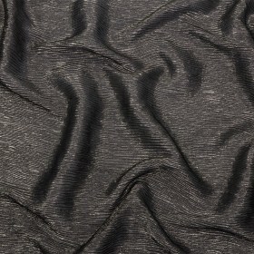 Polyester Chiffon Plisse with All-Over Foil – Black and Gold – Honey Collection Polyester Chiffon Plisse with All-Over Foil – Black and Gold – Honey Collection