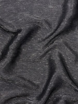 Polyester Chiffon Plisse with All-Over Foil – Black and Silver – Honey Collection Polyester Chiffon Plisse with All-Over Foil – Black and Silver – Honey Collection