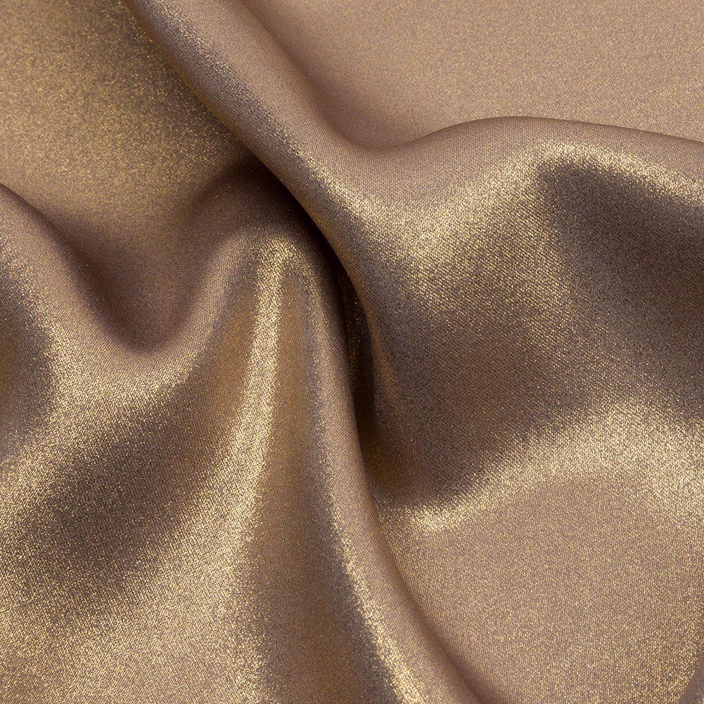 Ultra-Smooth Polyester Georgette with Foiling – Taupe and Gold – Valeria Collection Ultra-Smooth Polyester Georgette with Foiling – Taupe and Gold – Valeria Collection