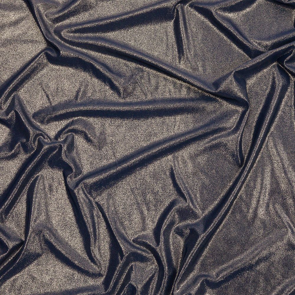 Polyester Interlock Knit with Gold Foiling – Dress Blues – Oriana Collection Polyester Interlock Knit with Gold Foiling – Dress Blues – Oriana Collection