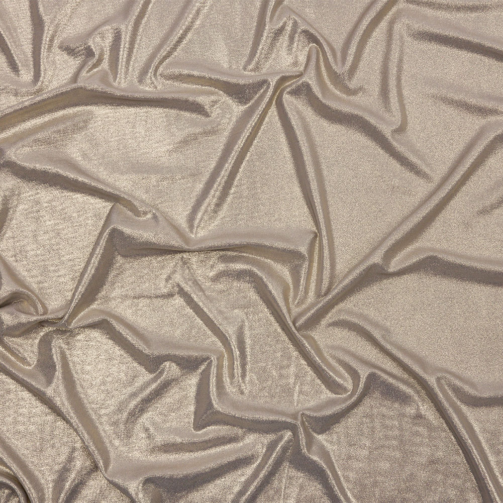 Polyester Interlock Knit with Gold Foiling – Gray – Oriana Collection Polyester Interlock Knit with Gold Foiling – Gray – Oriana Collection