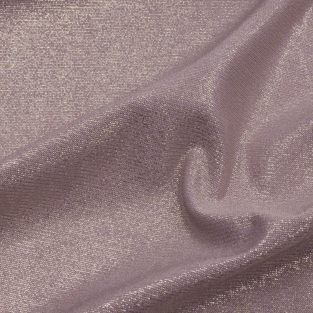 Foiled ITY Interlock Knit - Purplish Gray and Gold - Gaby Collection