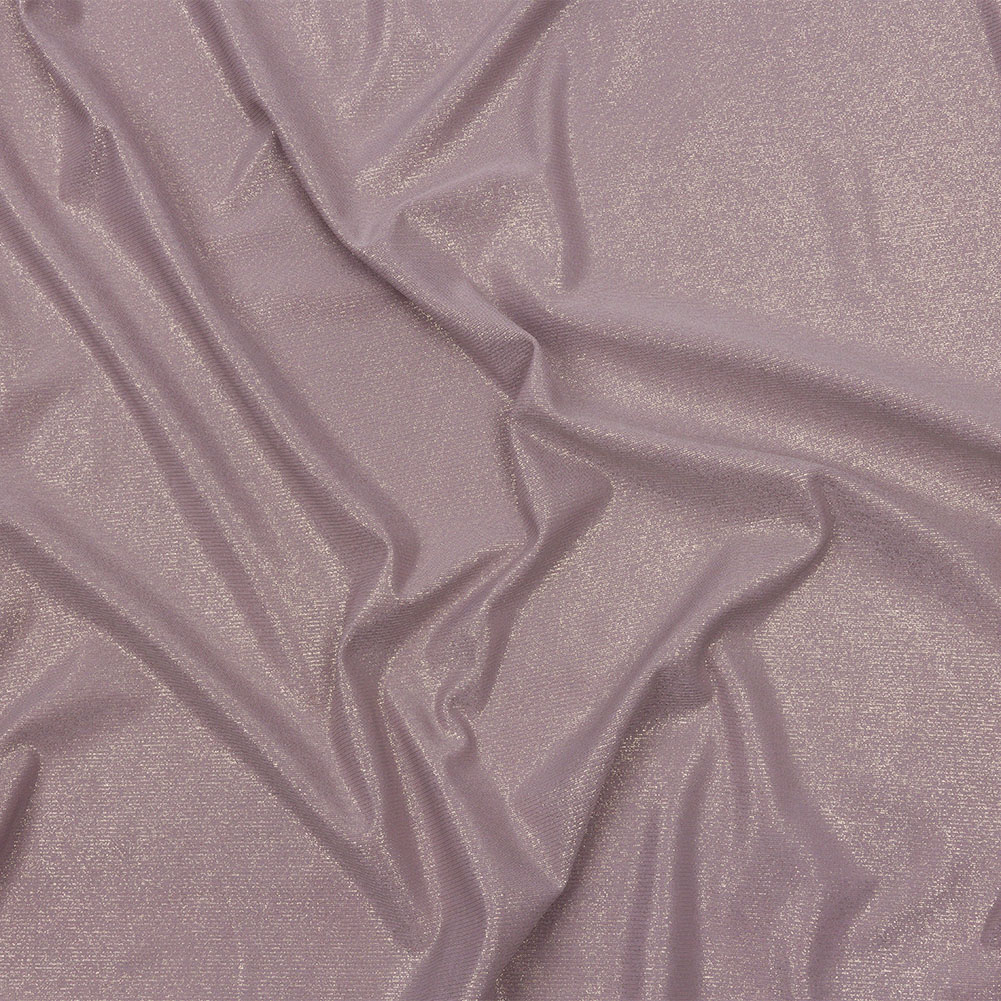 Foiled ITY Interlock Knit – Purplish Gray and Gold – Gaby Collection Foiled ITY Interlock Knit – Purplish Gray and Gold – Gaby Collection