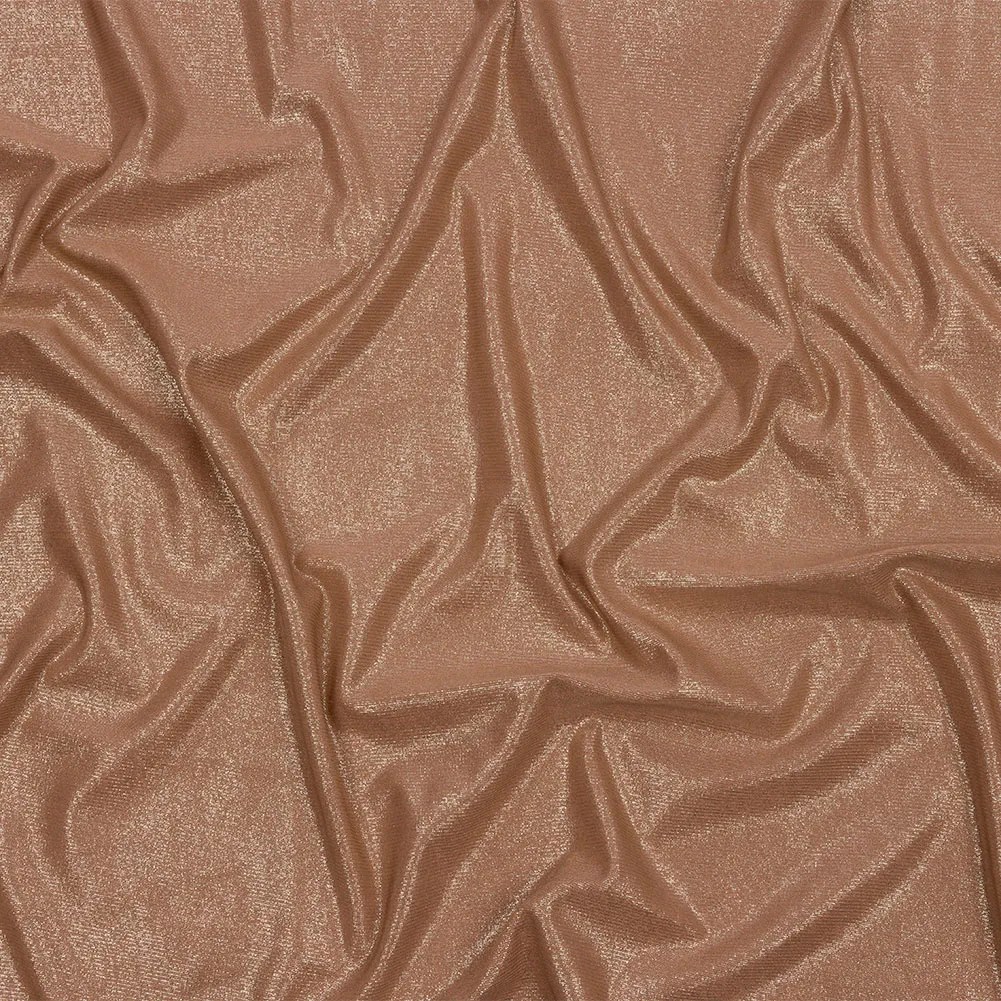 Foiled ITY Interlock Knit – Camel and Gold – Gaby Collection Foiled ITY Interlock Knit – Camel and Gold – Gaby Collection