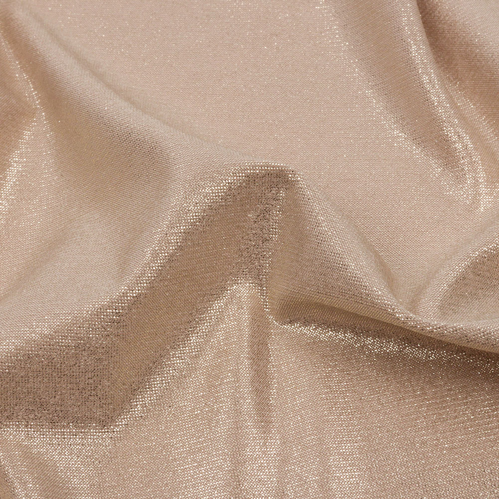 Foiled ITY Interlock Knit - Plaza Taupe and Gold - Gaby Collection
