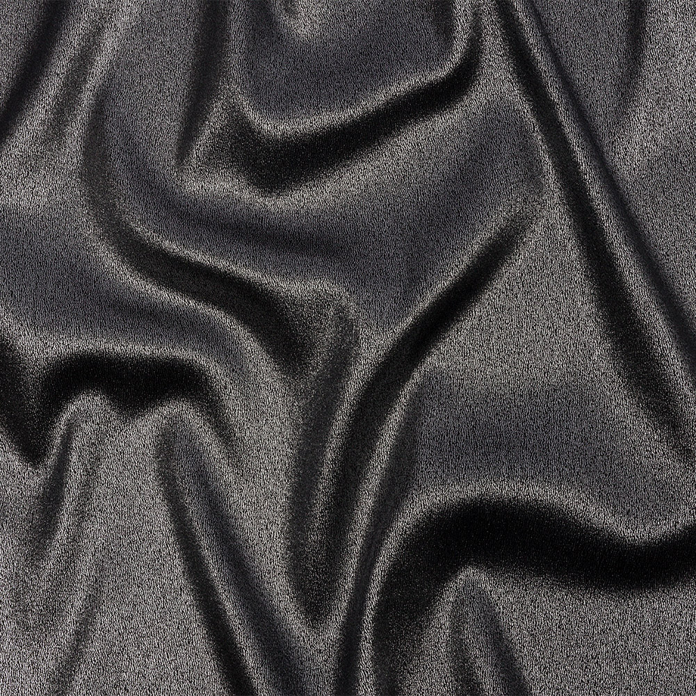 Stretch Polyester Crepe with Gold Foiling – Black – Devyn Collection Stretch Polyester Crepe with Gold Foiling – Black – Devyn Collection