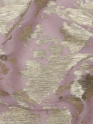 Polyester Chiffon Plisse with Abstract Gold Foiling – Mauve – Aralia Collection Polyester Chiffon Plisse with Abstract Gold Foiling – Mauve – Aralia Collection