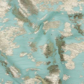 Polyester Chiffon Plisse with Abstract Gold Foiling – Mint – Aralia Collection Polyester Chiffon Plisse with Abstract Gold Foiling – Mint – Aralia Collection