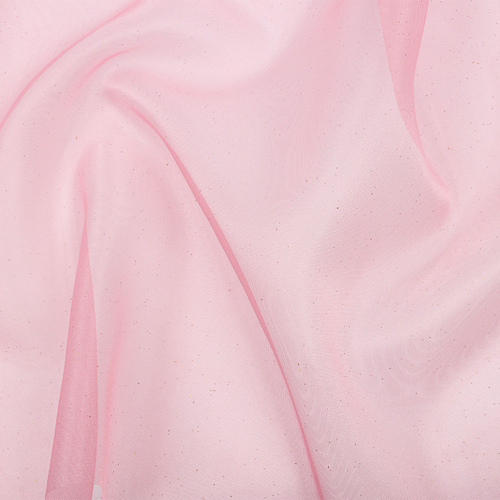 Polyester Mesh Organza with Gold Glitter – Bubblegum – Starlight Collection Polyester Mesh Organza with Gold Glitter – Bubblegum – Starlight Collection