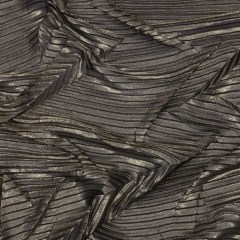 Polyester Chiffon with Abstract Pleats and Gold Foil – Black – Melia Collection Polyester Chiffon with Abstract Pleats and Gold Foil – Black – Melia Collection