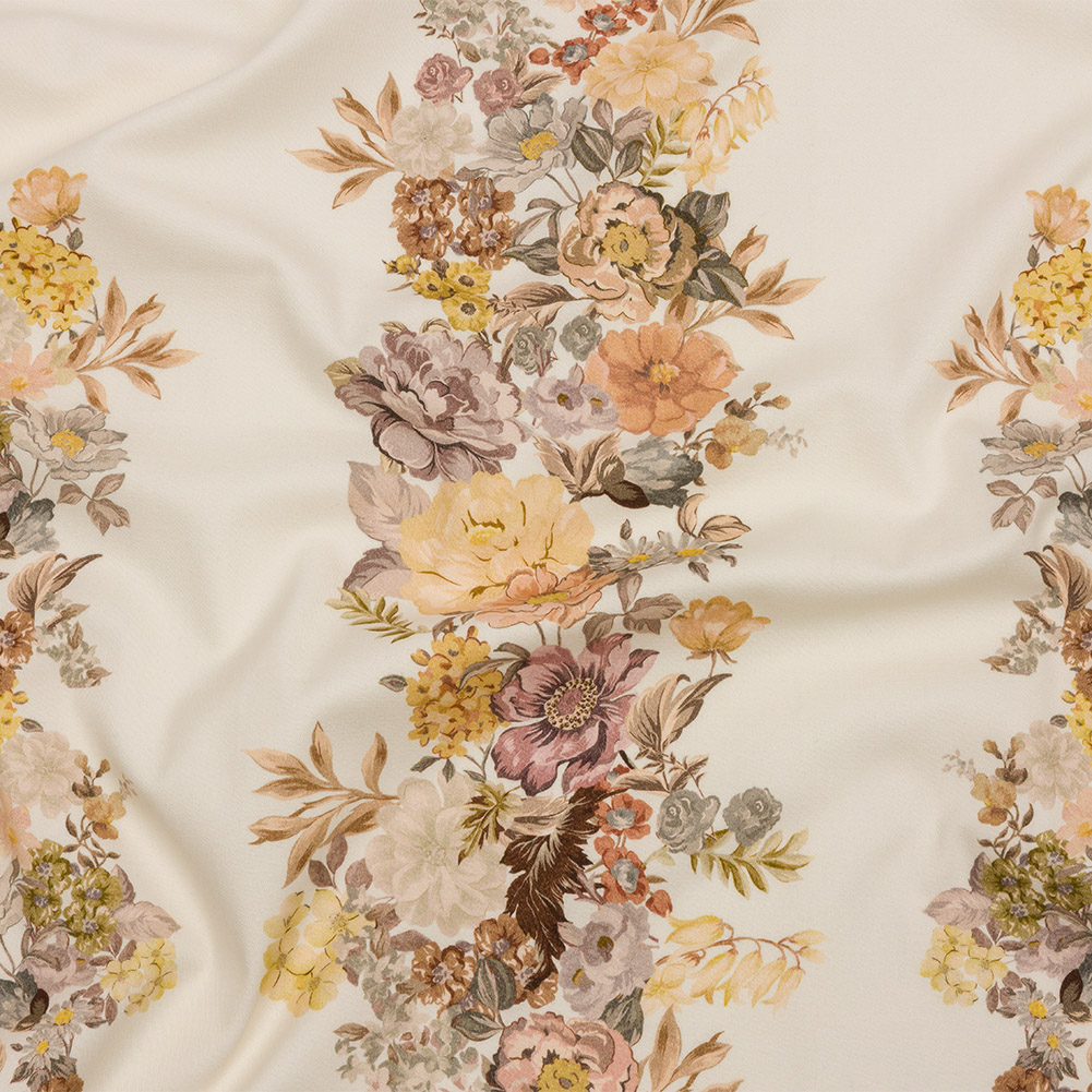 Brushed Stretch Cotton Twill Panel – Cream, Pink and Peach Floral Columns – Mood Exclusive Parthenon Petals Brushed Stretch Cotton Twill Panel – Cream, Pink and Peach Floral Columns – Mood Exclusive Parthenon Petals