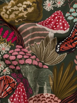 Stretch Cotton Twill Print – Red and Green Mushrooms and Flowers – Mood Exclusive Woodland Escape Stretch Cotton Twill Print – Red and Green Mushrooms and Flowers – Mood Exclusive Woodland Escape
