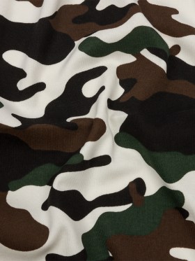 Green, Brown and White Camouflage Cotton Rib Knit Green, Brown and White Camouflage Cotton Rib Knit