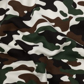 Green, Brown, and White Camouflage Cotton Brushed French Terry Green, Brown, and White Camouflage Cotton Brushed French Terry
