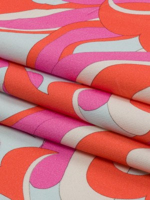Stretch Cotton Sateen – Hot Pink and Orange Abstract – Wave Hello Print – Mood Exclusive Groove Collection Stretch Cotton Sateen – Hot Pink and Orange Abstract – Wave Hello Print – Mood Exclusive Groove Collection