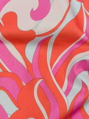 Stretch Cotton Sateen – Hot Pink and Orange Abstract – Wave Hello Print – Mood Exclusive Groove Collection Stretch Cotton Sateen – Hot Pink and Orange Abstract – Wave Hello Print – Mood Exclusive Groove Collection