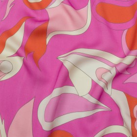 Sustainable and Recycled Viscose Satin Print – Hot Pink, Red-Orange and White Abstract – Mood Exclusive Free Falling Sustainable and Recycled Viscose Satin Print – Hot Pink, Red-Orange and White Abstract – Mood Exclusive Free Falling