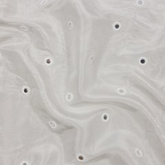 White Silk Taffeta with Embroidered Mirror Polka Dots White Silk Taffeta with Embroidered Mirror Polka Dots