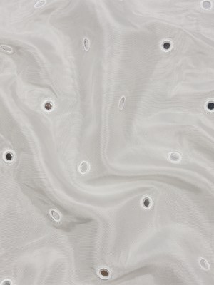White Silk Taffeta with Embroidered Mirror Polka Dots White Silk Taffeta with Embroidered Mirror Polka Dots