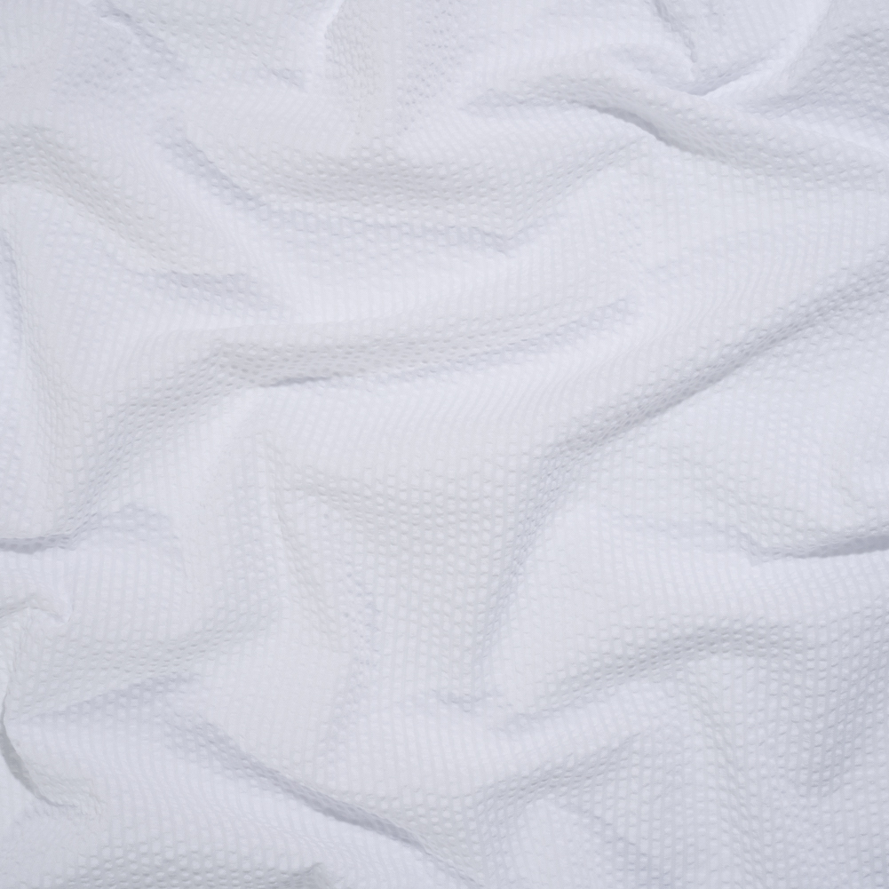 Polyester and Cotton Seersucker – White on White Candy Stripes – Wylie Collection Polyester and Cotton Seersucker – White on White Candy Stripes – Wylie Collection