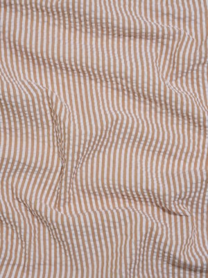 Polyester and Cotton Seersucker – Khaki and White Candy Stripes – Wylie Collection Polyester and Cotton Seersucker – Khaki and White Candy Stripes – Wylie Collection