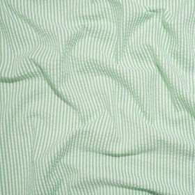 Polyester and Cotton Seersucker – Green and White Candy Stripes – Wylie Collection Polyester and Cotton Seersucker – Green and White Candy Stripes – Wylie Collection