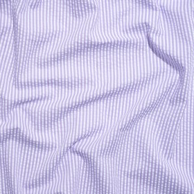 Polyester and Cotton Seersucker – Purple and White Candy Stripes – Wylie Collection Polyester and Cotton Seersucker – Purple and White Candy Stripes – Wylie Collection