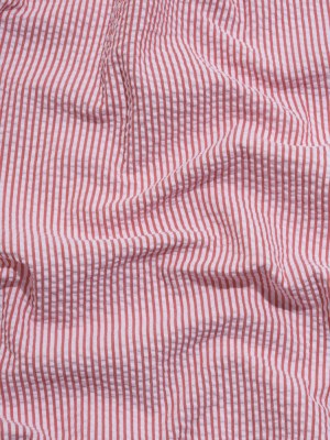 Polyester and Cotton Seersucker – Red and White Candy Stripes – Wylie Collection Polyester and Cotton Seersucker – Red and White Candy Stripes – Wylie Collection