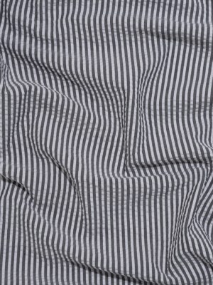 Polyester and Cotton Seersucker – Black and White Candy Stripes – Wylie Collection Polyester and Cotton Seersucker – Black and White Candy Stripes – Wylie Collection