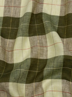 Olive and Lime Big Checks Lightweight Linen Woven Olive and Lime Big Checks Lightweight Linen Woven