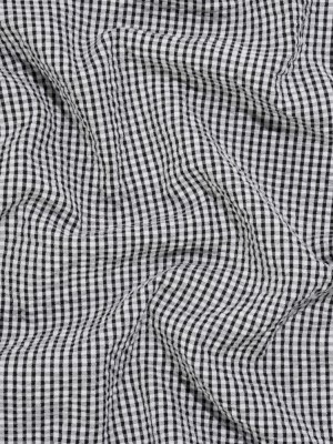 Polyester and Cotton Seersucker – Black and White Checks – Wylie Collection Polyester and Cotton Seersucker – Black and White Checks – Wylie Collection